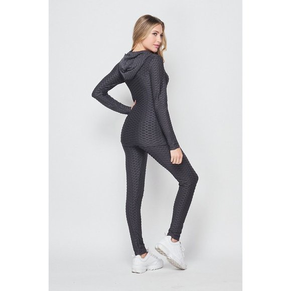 3 Pcs Activewear Yoga Set Gym Workout Textured Hoodie Top and Leggings Outfit - Picture 6 of 10